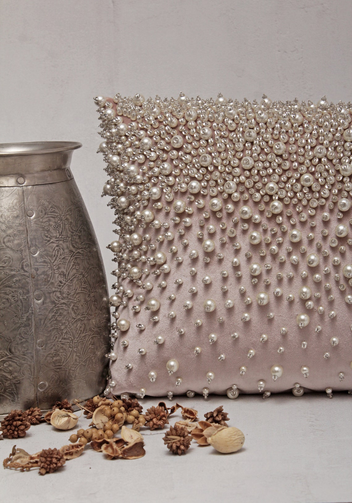 Dusty Pink Silver Bling Throw Pillow Cover Luxury Contemporary Etsy