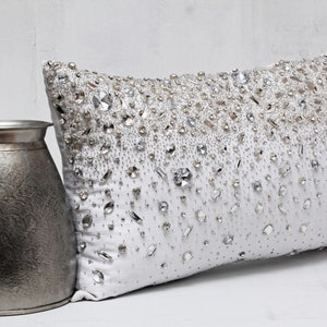 White Silver Bling Throw Pillow Cover Luxury Contemporary - Etsy