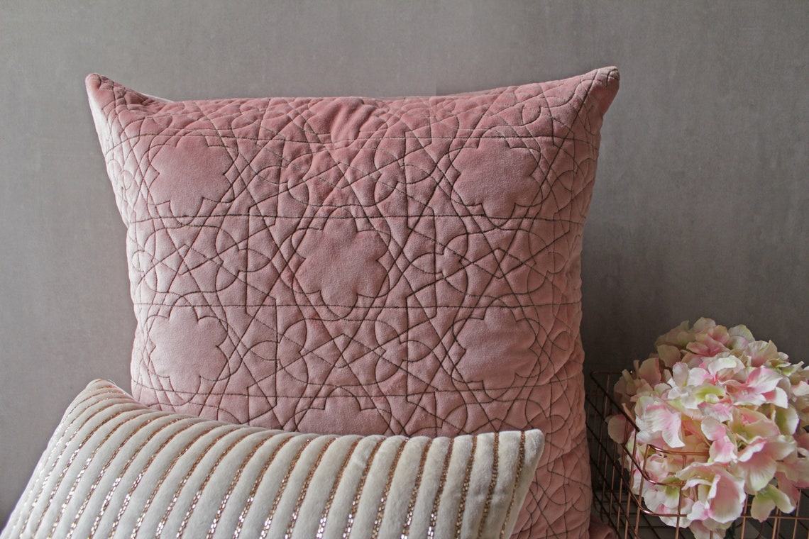 Pink Velvet Euro Sham throw pillow Luxury Contemporary