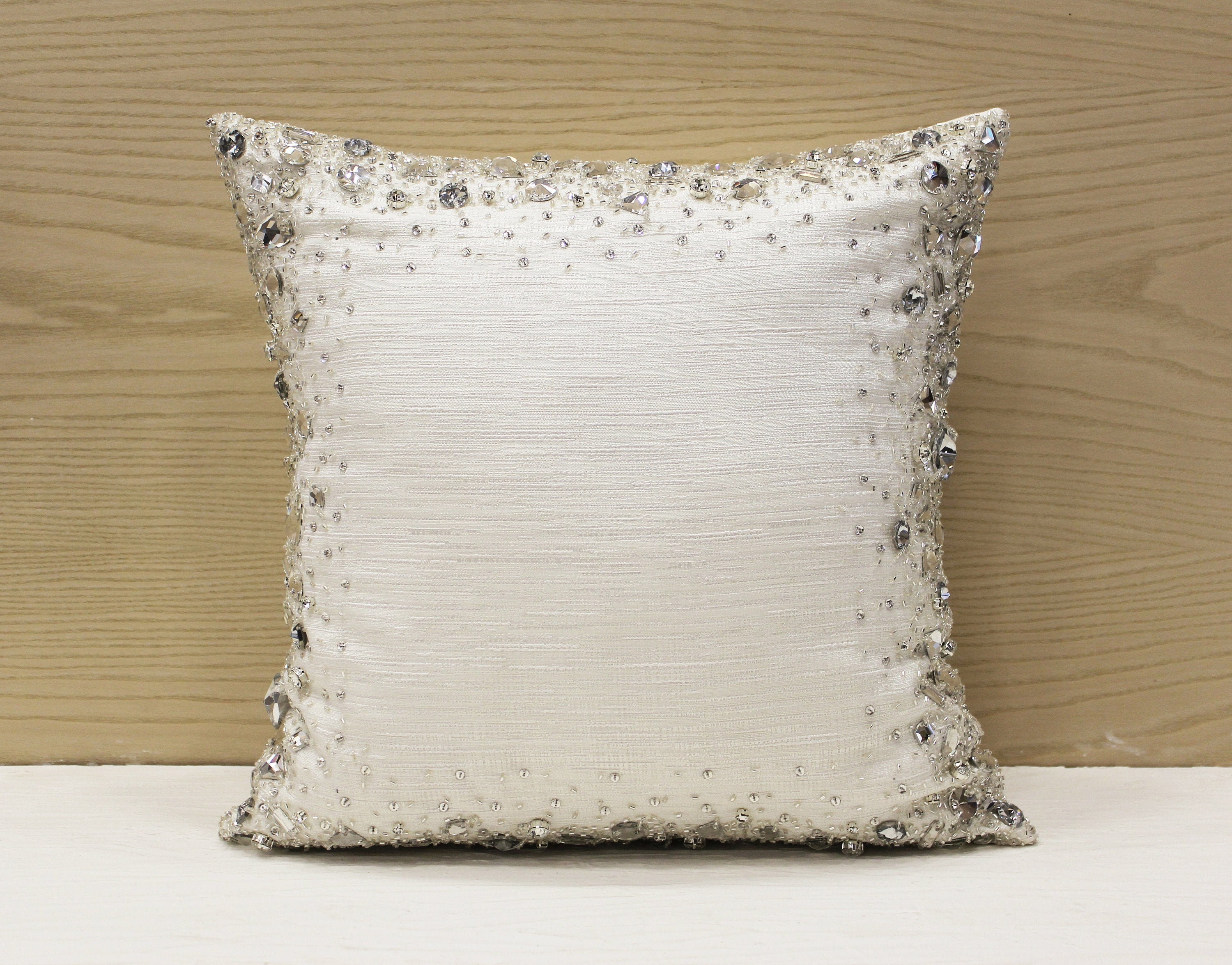 White Bling Crystal Throw Pillow Cover Luxury Contemporary Etsy UK