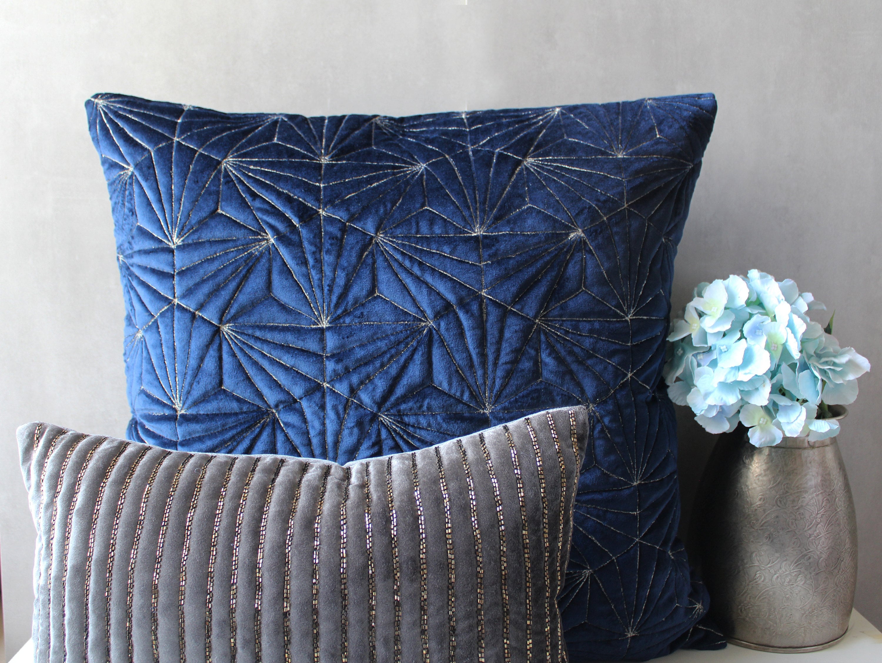 Navy Blue Velvet Pillow Sham Luxury Contemporary Modern Pillow Etsy