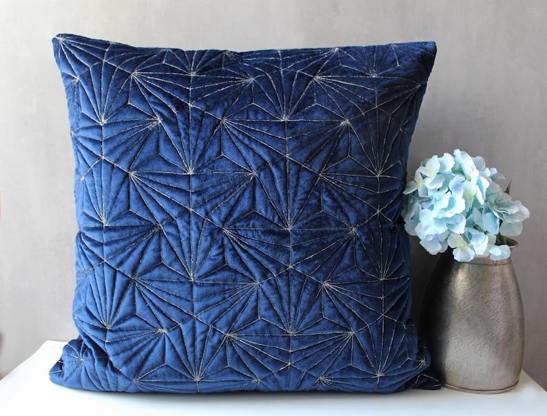 Navy Blue Velvet Pillow Sham Luxury Contemporary Modern Pillow Etsy
