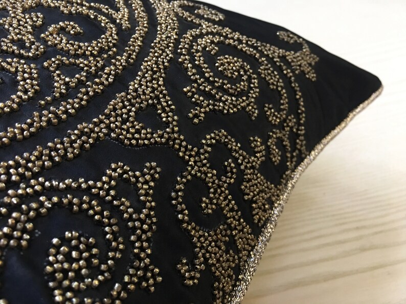 Black Gold Throw Pillow Cover Luxury Contemporary Modern Etsy
