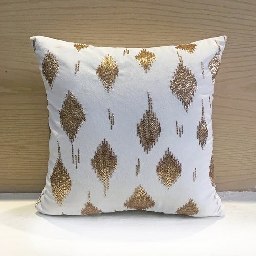 White Gold Throw Pillow Cover Luxury Contemporary Modern Toss Etsy