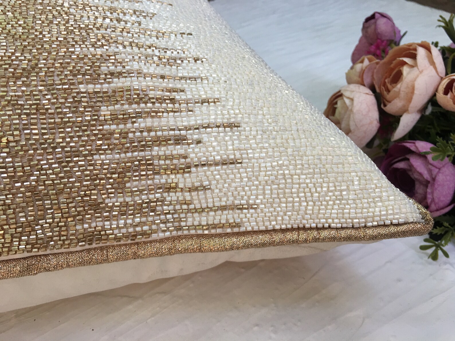 White Gold Throw Pillow Cover Luxury Contemporary Modern Toss Etsy