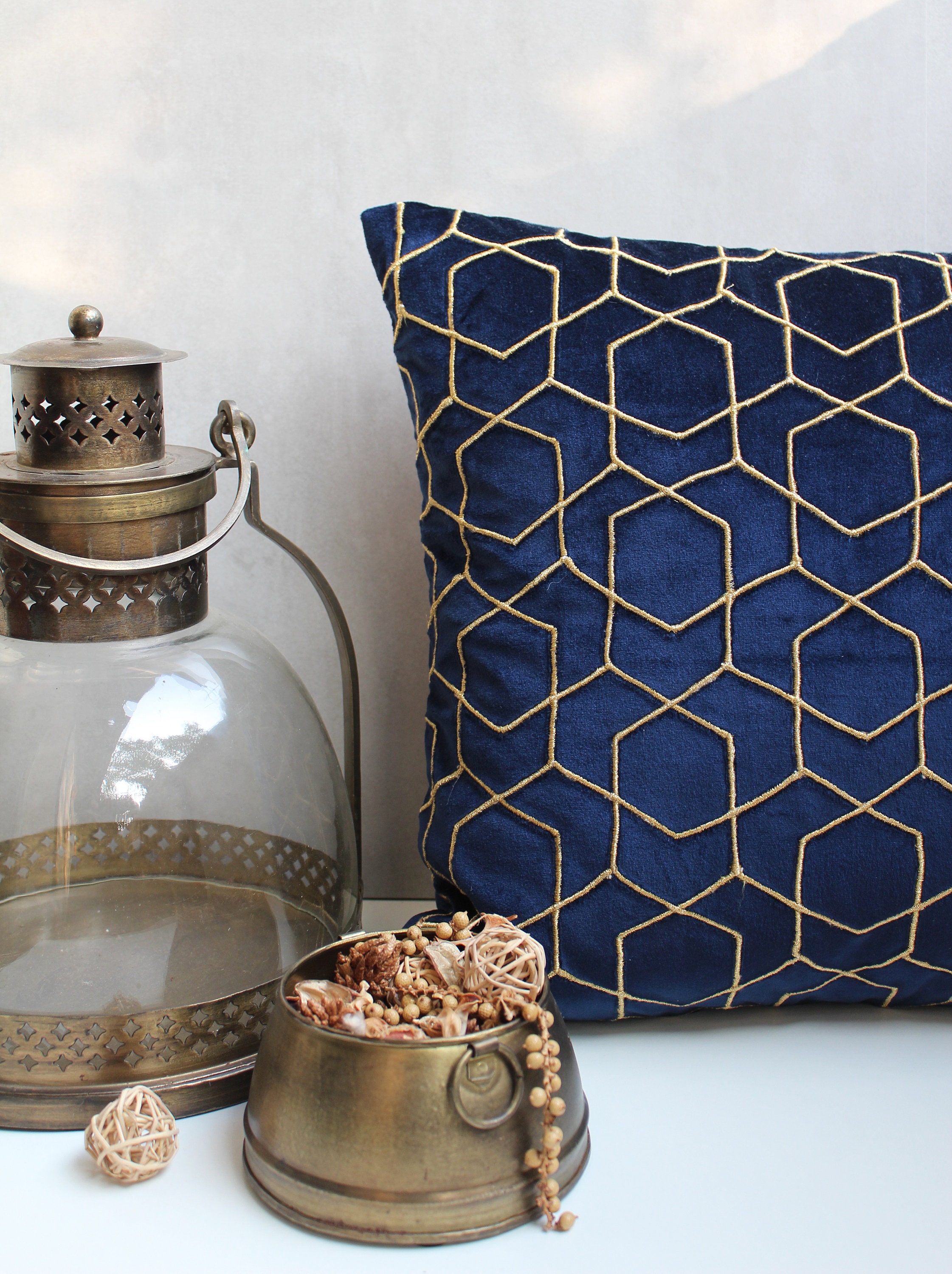 Navy and gold throw new arrivals