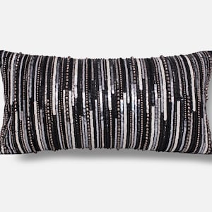 Black Grey Throw Pillow Cover Luxury Contemporary Modern Toss Pillow Cover Hand Embroidered Embellished Custom Accent Personalised BMCC004