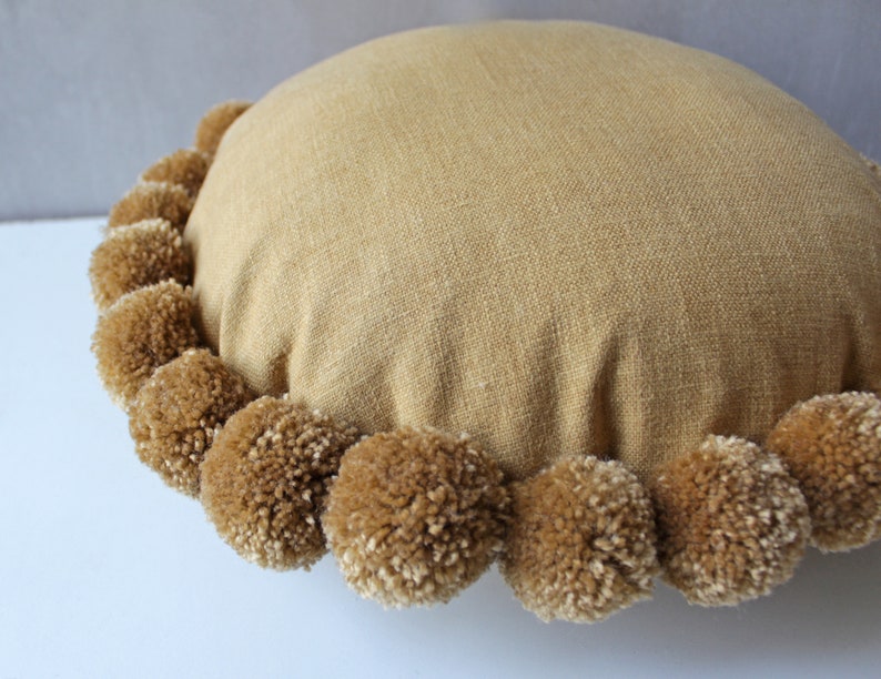 Mustard Pompom Bohemian Throw Pillow Cover Luxury Contemporary Etsy