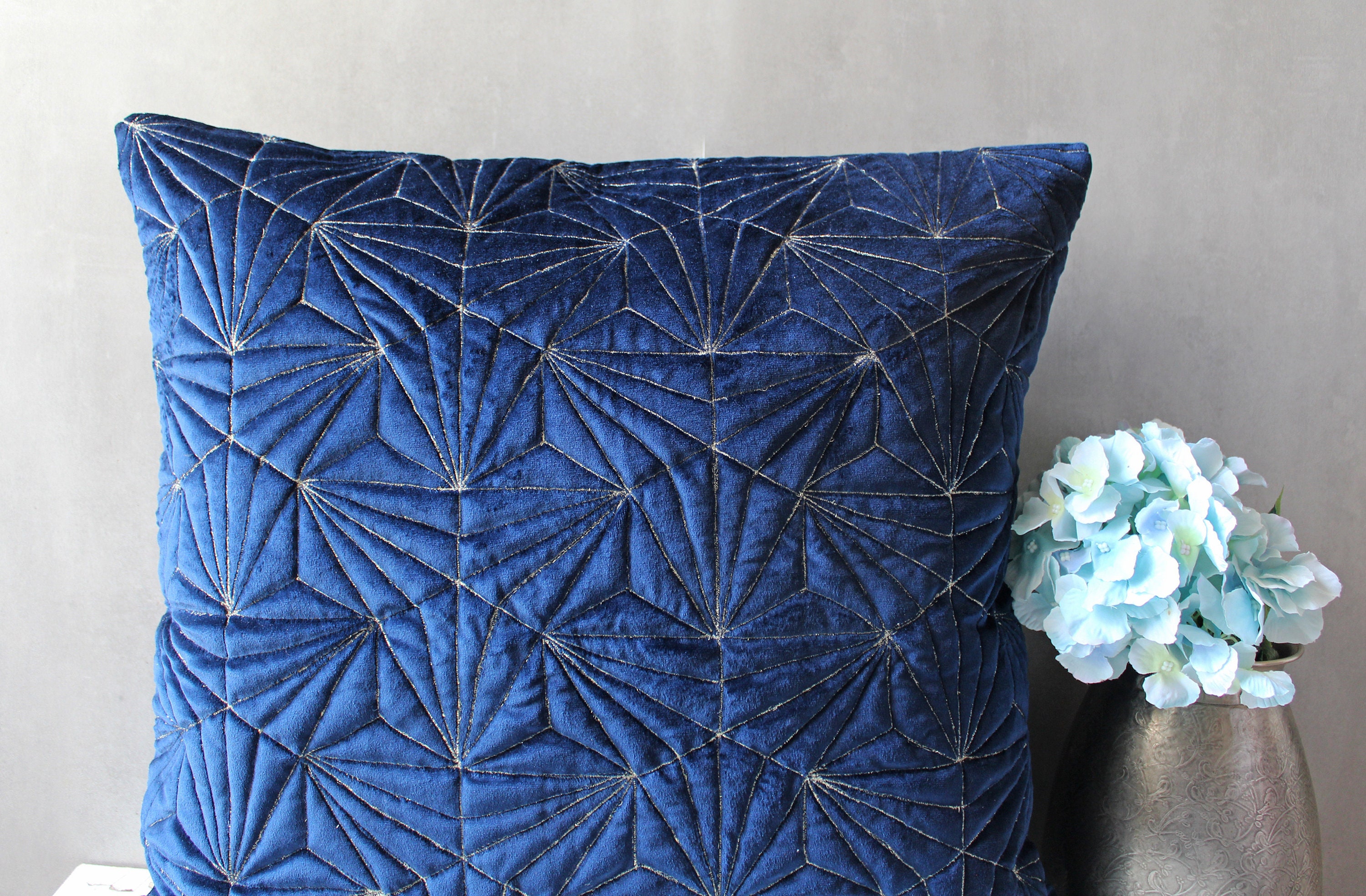 Navy Blue Velvet Pillow Sham Luxury Contemporary Modern Pillow Etsy