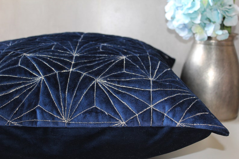 Navy Blue Velvet Pillow Sham Luxury Contemporary Modern Pillow Etsy