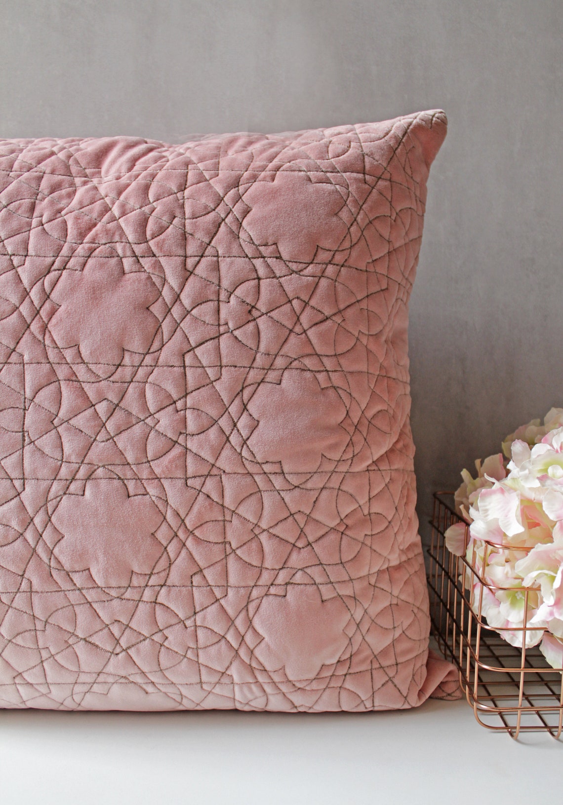 Pink Velvet Euro Sham Throw Pillow Luxury Contemporary Modern Etsy Canada