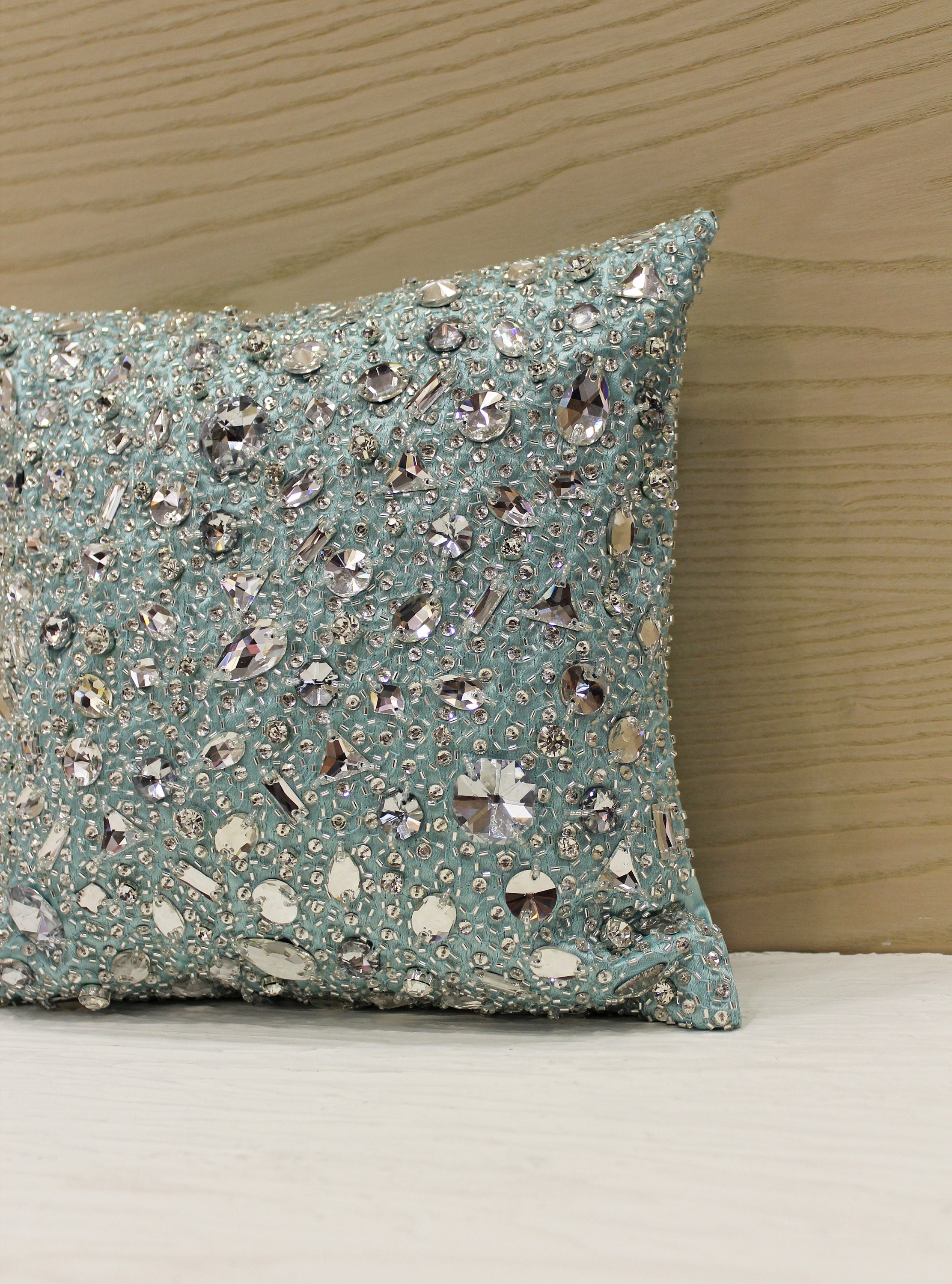 Light Blue Throw Pillow 16 x 16 Cotton Pillow Etsy