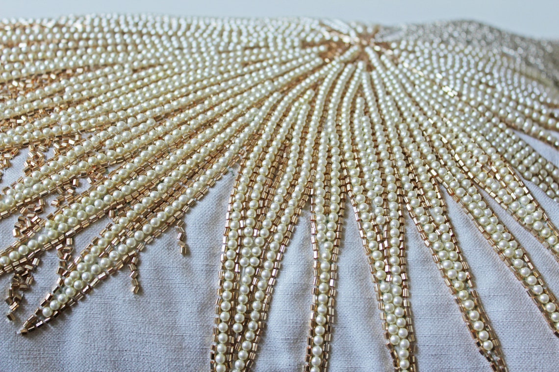 Offwhite Gold Tropical Throw Pillow Cover Luxury Contemporary Etsy