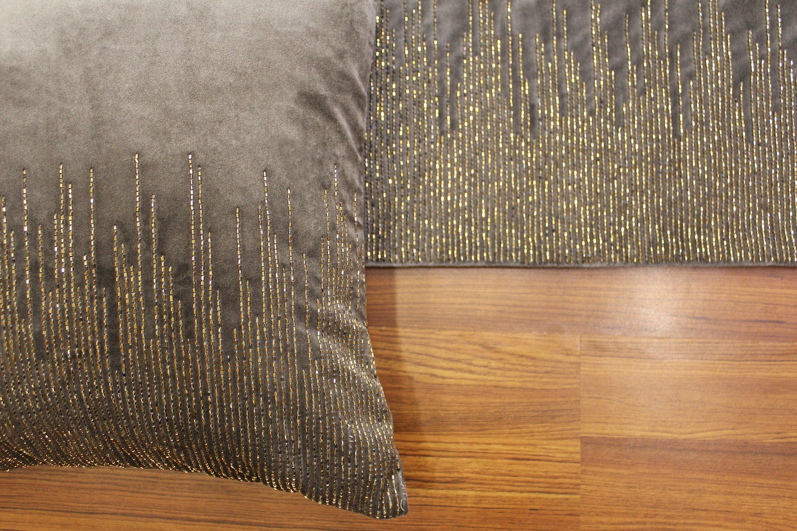 Grey Velvet Antique Gold Cut Rod Bed Runner 53 X 18 Luxury - Etsy