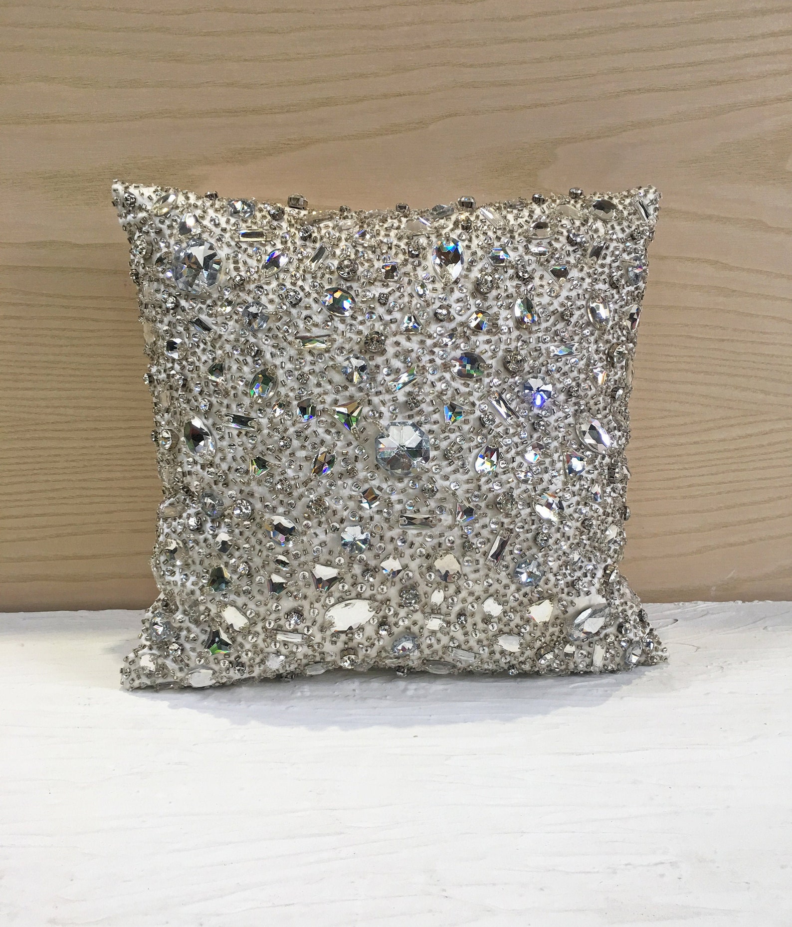 White Bling Crystal Throw Pillow Cover Luxury Contemporary Etsy UK