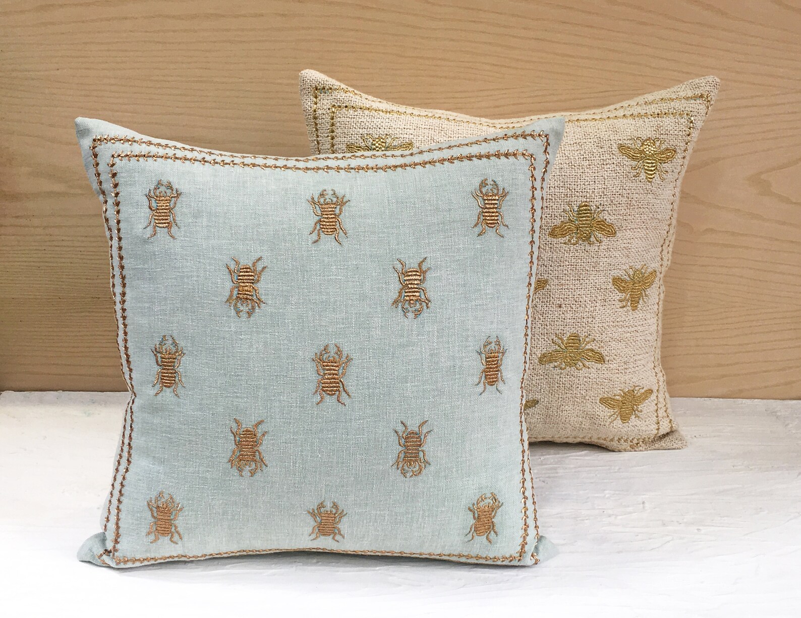 Cotton Jute Offwhite Gold Throw Pillow Cover Luxury Etsy