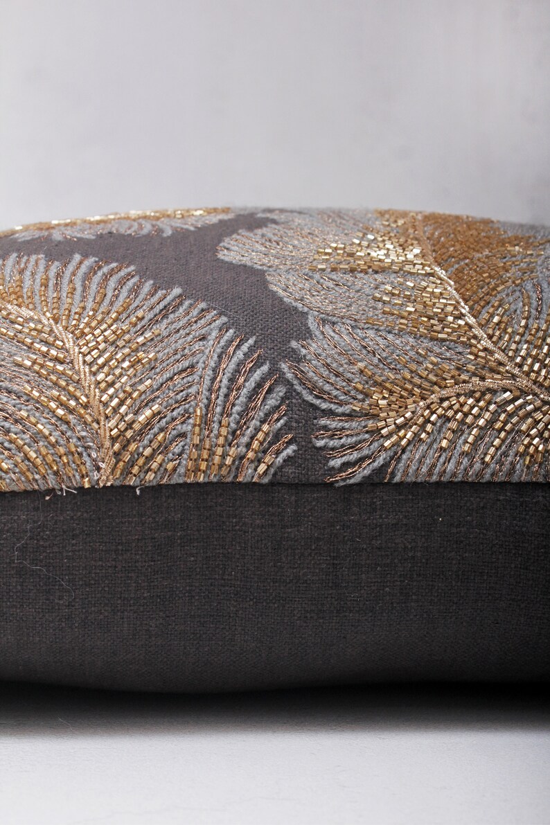 Dark Grey Gold Throw Pillow Cover Luxury Contemporary Modern Etsy
