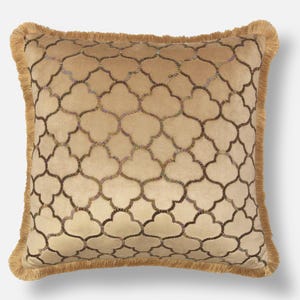 Gold Velvet Throw Pillow Cover Luxury Contemporary Modern Pillow Cover Hand Embroidered Embellished Custom Accent Personalised BMCC037