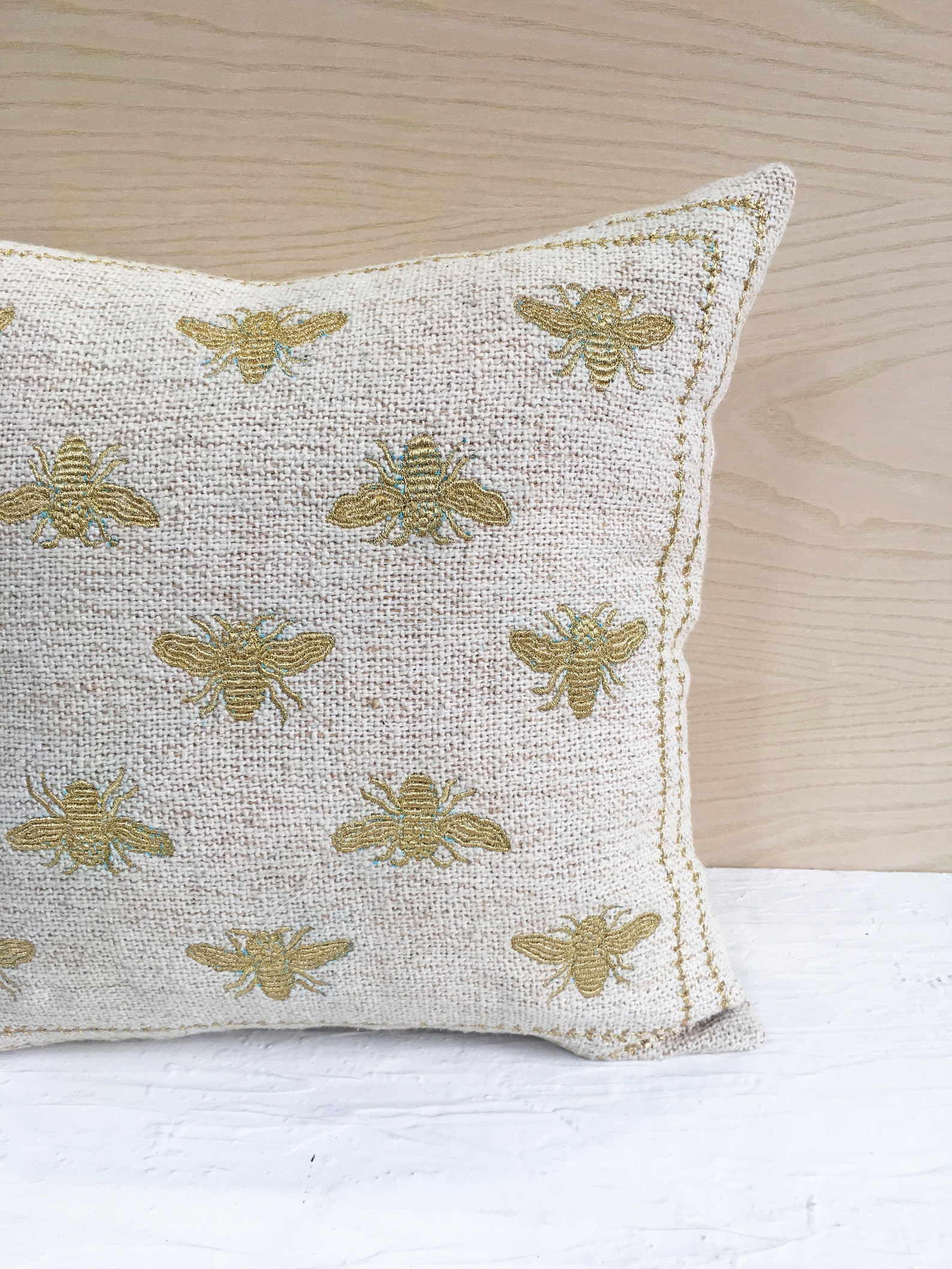 Cotton Jute Offwhite Gold Throw Pillow Cover Luxury Etsy