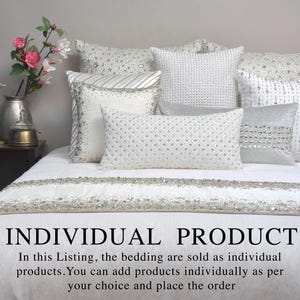 Off White Bling Luxury Duvet Cover Set Embroidered Embellished Bedding Set **Sold Individual product wise** SOPHIE BMDCS 003A