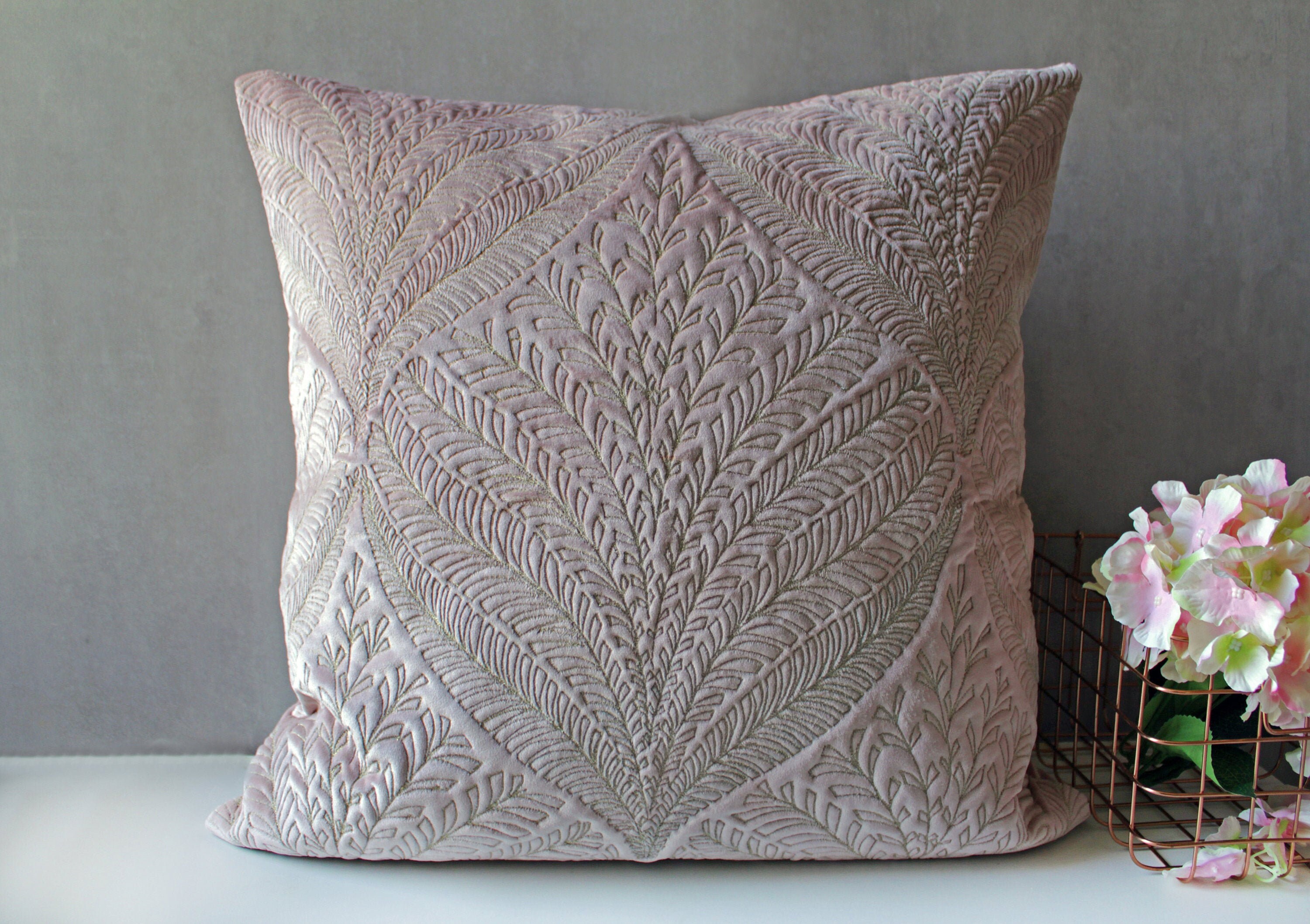 Dull Pink Velvet Euro Sham throw Pillow cover Luxury Etsy