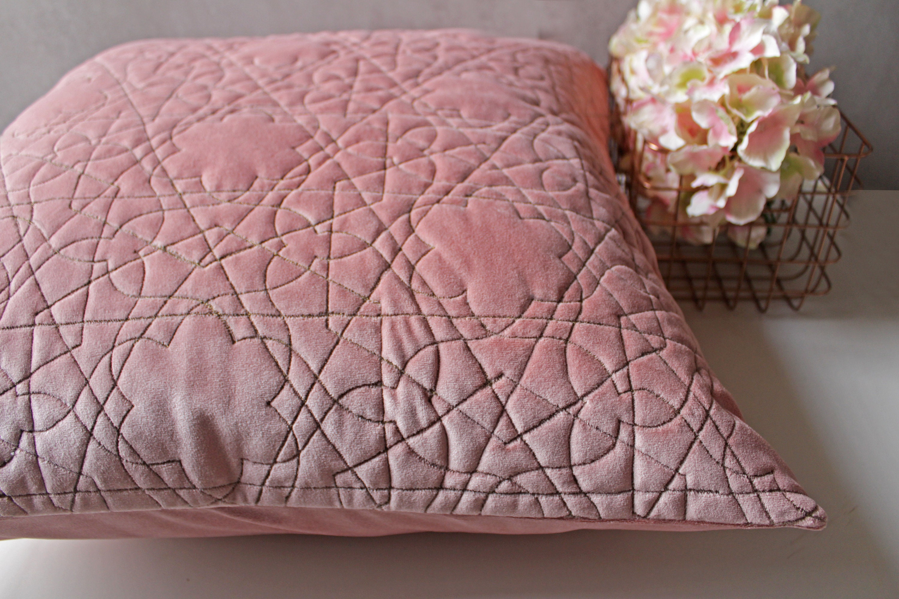 Pink Velvet Euro Sham Throw Pillow Luxury Contemporary Modern Etsy Canada