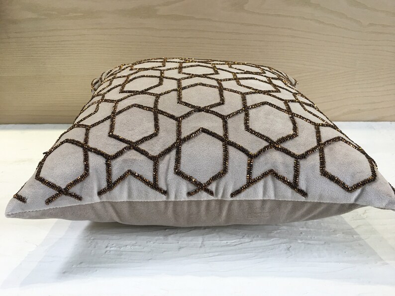 Cream Velvet Antique Gold Throw Pillow Luxury Contemporary Etsy