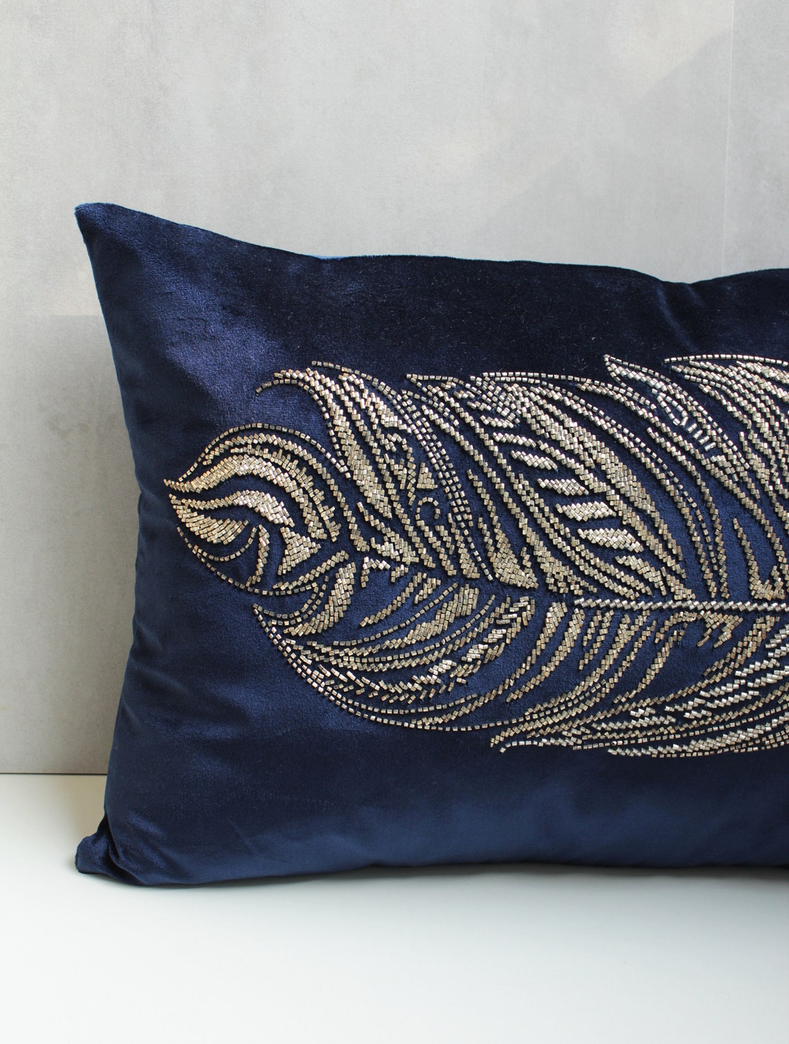 Navy Blue Velvet Throw Pillow Luxury Contemporary Modern Toss Etsy