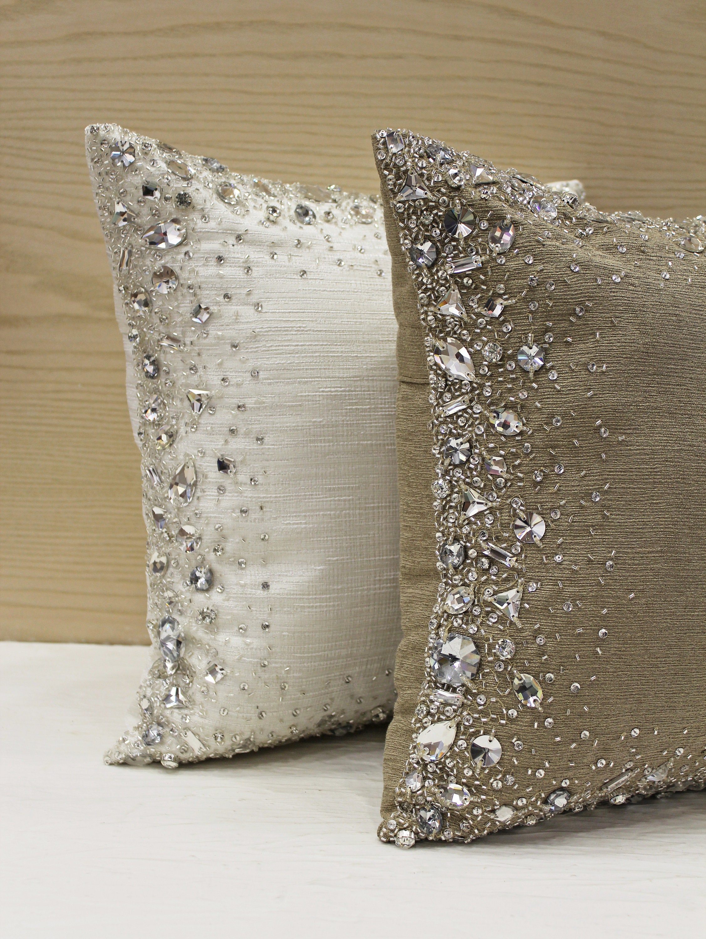 White Bling Crystal Throw Pillow Cover Luxury Contemporary - Etsy