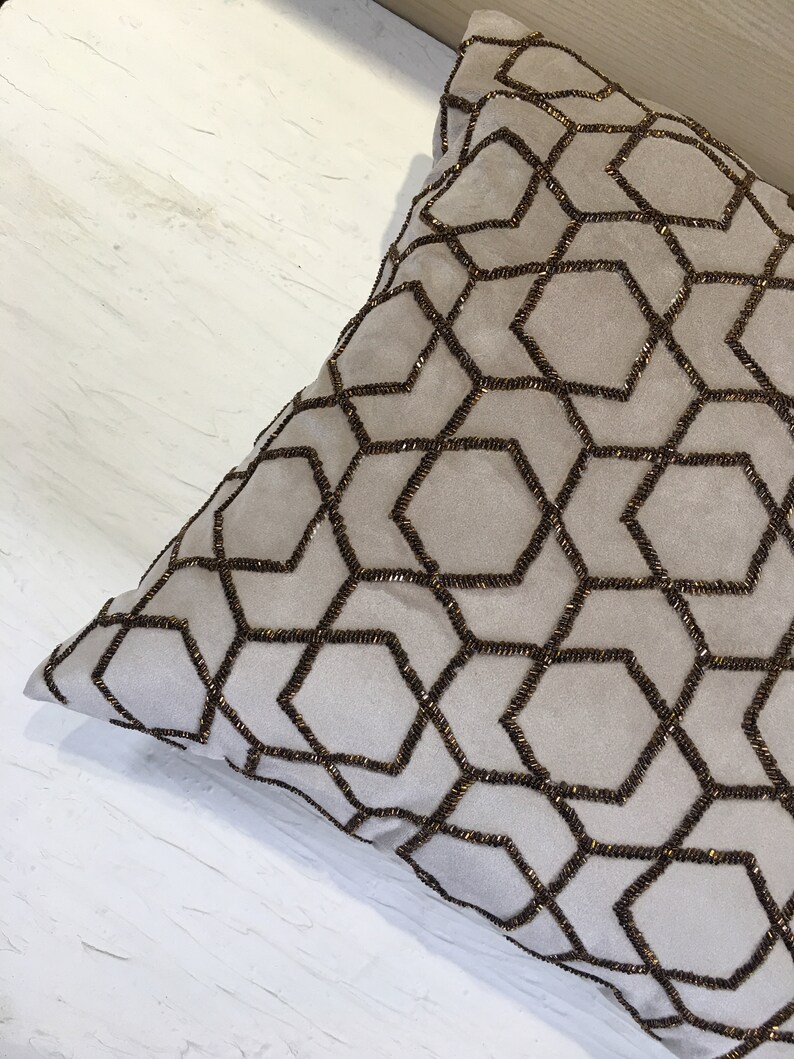 Cream Velvet Antique Gold Throw Pillow Luxury Contemporary Etsy