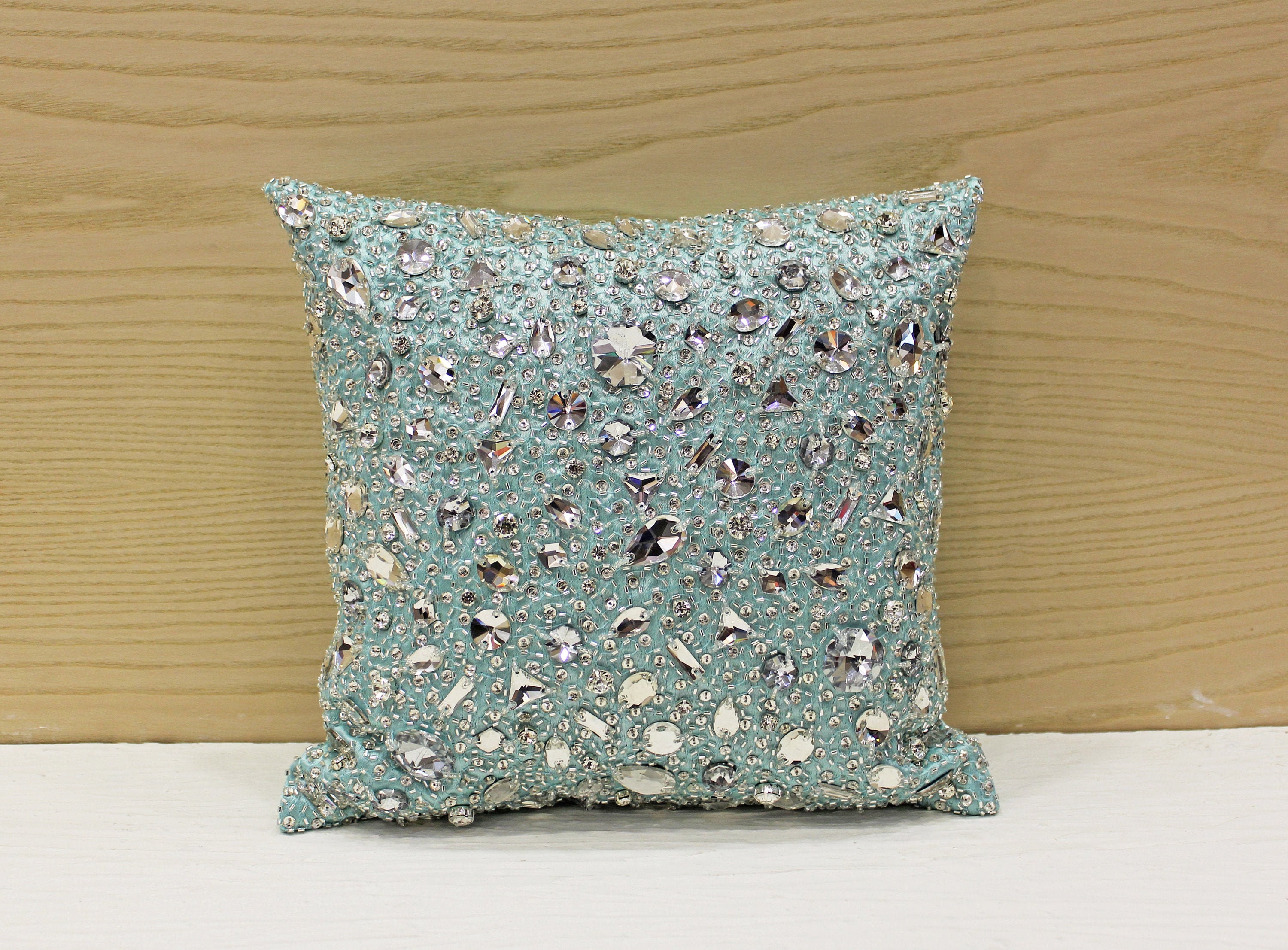 Light Blue Throw Pillow 16 x 16 Cotton Pillow | Etsy