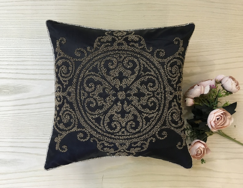 Black Gold Throw Pillow Cover Luxury Contemporary Modern Etsy