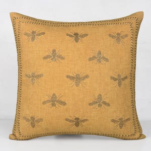 Fodera per cuscino in cotone e poliestere color oro giallo, fodera per cuscino moderna e contemporanea di lusso, ricamata a mano, BMCC135
