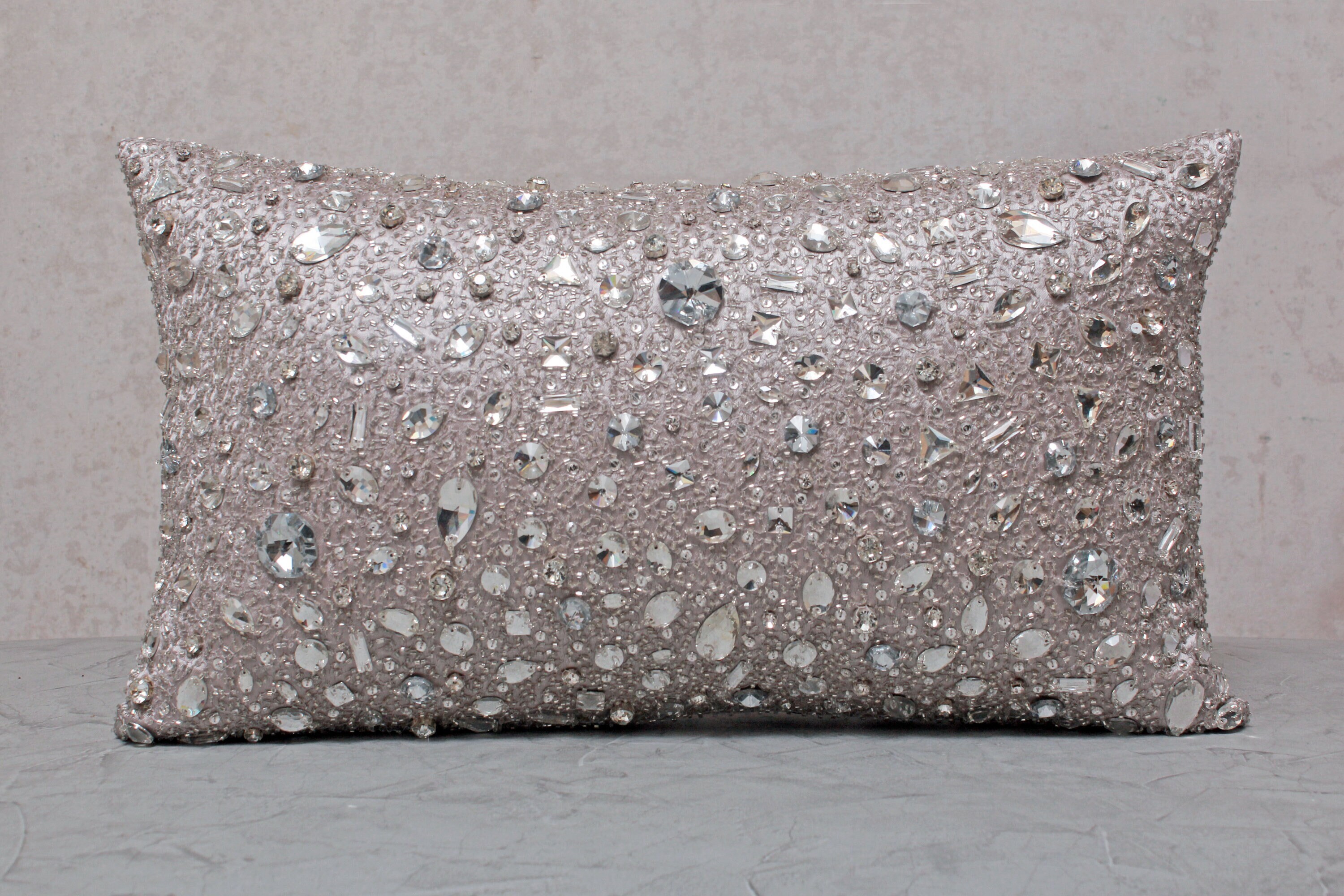 Silver Grey Bling Crystal Throw Pillow Cover Luxury Contemporary Modern Pillow Cover Hand Embroidery Embellished BMCC333 Etsy