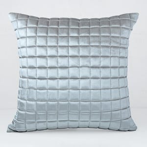 Silver Grey Quilted Embroidery Ultra Modern Throw Pillow Cover Luxury Contemporary Modern Hand Embroidery Embellish Pillow Cover BMCC408
