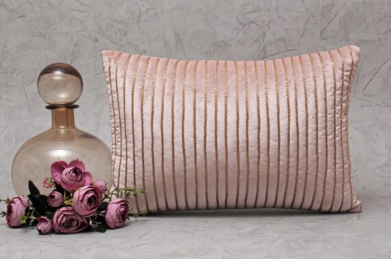 Dusty Pink Gold Luxury Contemporary Throw Pillow Cover Modern Hand Embroidered Embellish Custom Accent Personalised Pillow Cover BMCC242 Etsy Canada