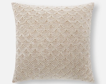 Hand Embroidered Pearl Throw Pillow Cover, Contemporary Accent | BMCC181