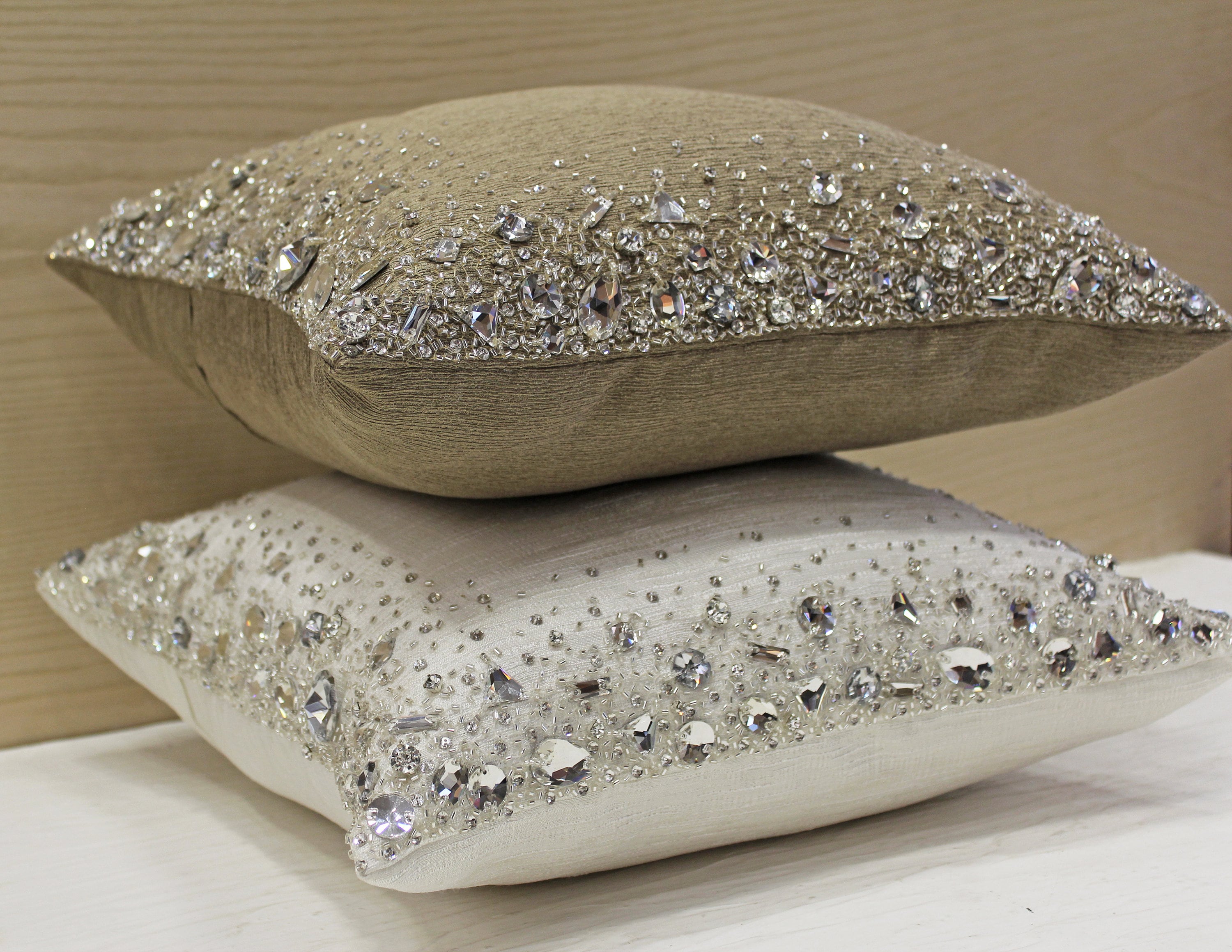 White Bling Crystal Throw Pillow Cover Luxury Contemporary Etsy