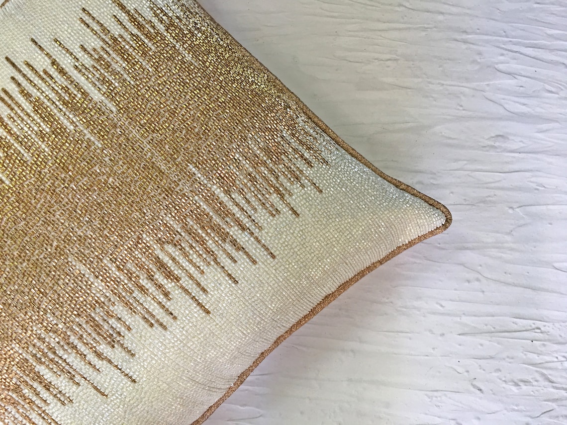 White Gold Throw Pillow Cover Luxury Contemporary Modern Toss Etsy