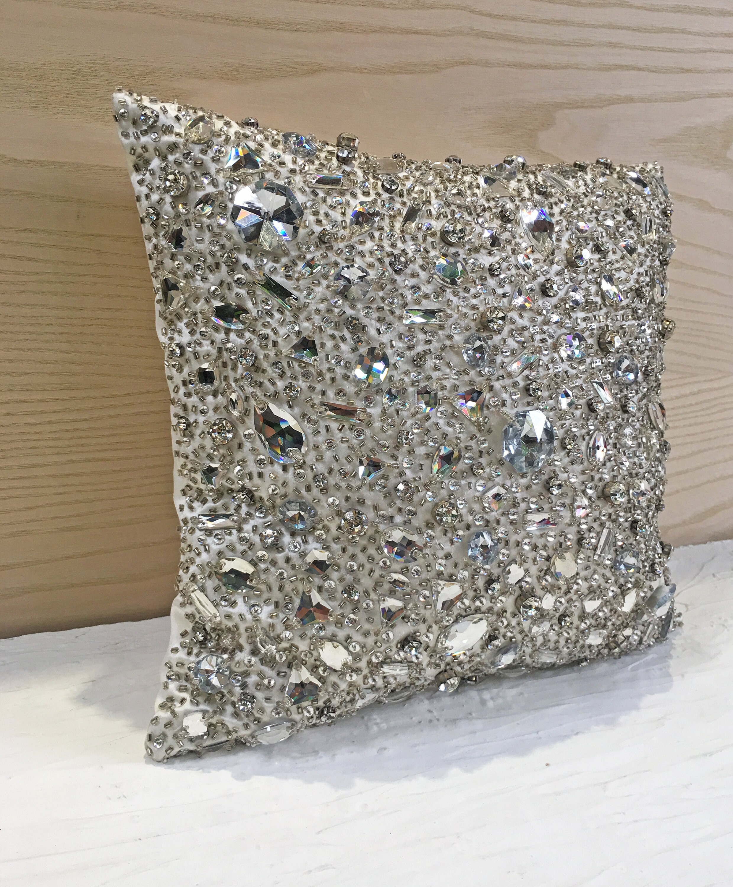 White Bling Crystal Throw Pillow Cover Luxury Contemporary Etsy