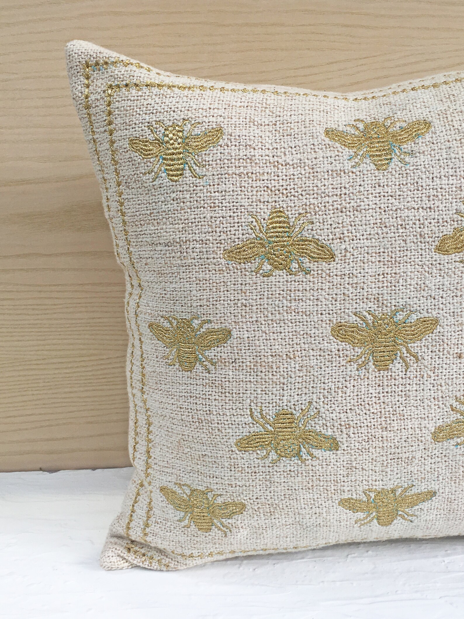 Cotton Jute Offwhite Gold Throw Pillow Cover Luxury Etsy
