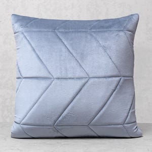 Powder Blue Quilted Embroidery Ultra Modern Throw Pillow Cover Luxury Contemporary Modern Hand Embroidery Embellished Pillow Cover BMCC342