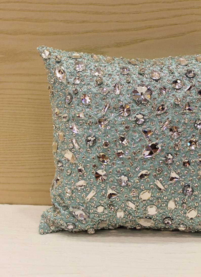 Light Blue Throw Pillow 16 x 16 Cotton Pillow Etsy