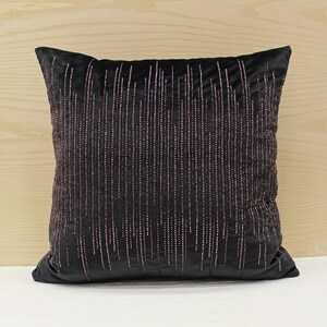 ALL SIZES Black Silver Beaded Throw Pillow Cover Velvet Luxury Contemporary Modern Toss Pillow Hand Embroidered Embellished Custom Accent Etsy