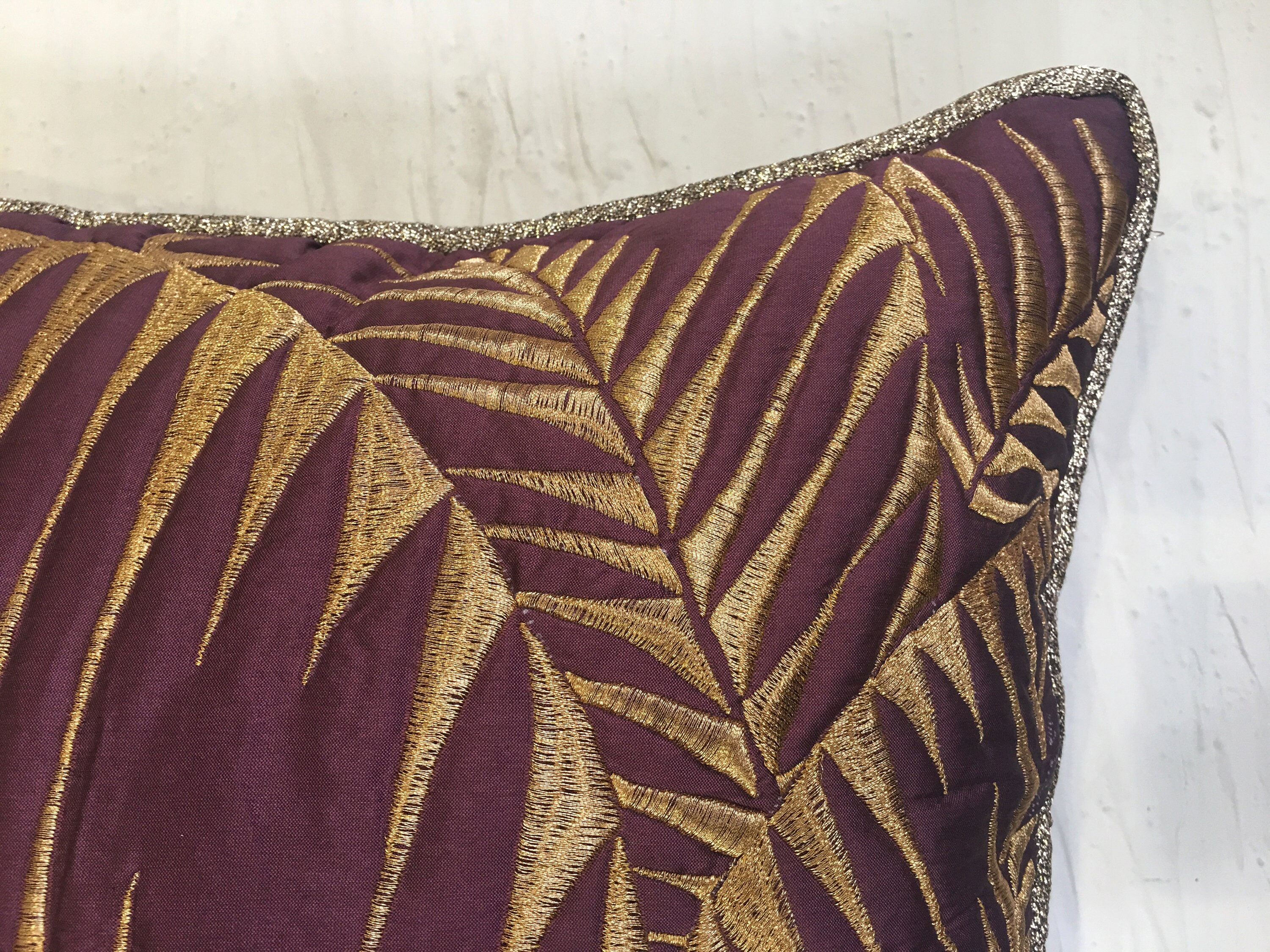 Wine Gold Zari Throw Pillow Cover Luxury Contemporary Modern Etsy