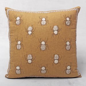 Mustard Gold Insect Throw Pillow Cover Luxury Contemporary Modern Hand Embroidery Embellished Custom Accent Personalised pillow BMCC320