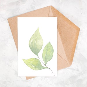 Carte postale aquarelle, carte de voeux, feuilles aquarelle, carte postale intemporelle, carte cocooning