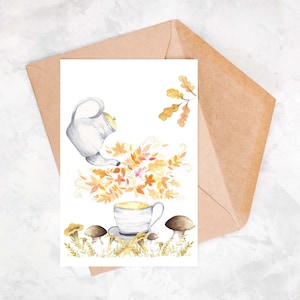 Carte postale aquarelle, carte de voeux, automne, carte postale intemporelle