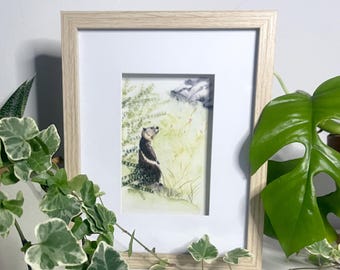 Carte postale aquarelle, Affiche A6, Marmotte aquarelle, carte postale intemporelle