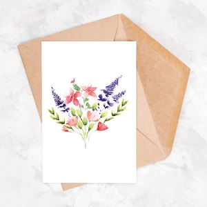 Watercolor postcard, greeting card, watercolor leaf, soft and delicate timeless postcard